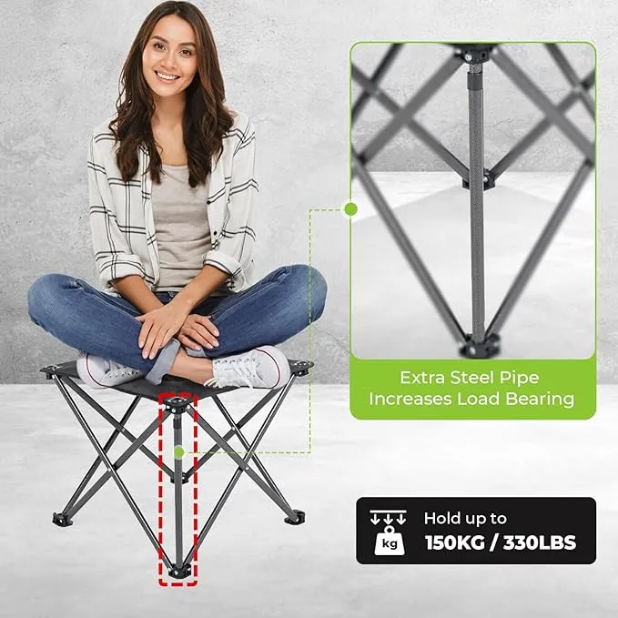 2 Pack Camping Stool Foot Rest, Folding Camping Stool Padded Camping Chair Foot Stool Oversized Foldable Footrest for Gardening Fishing Hiking Backpacking Travel with Carry Bag (Black)