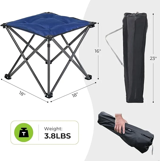2 Pack Camping Stool Foot Rest, Folding Camping Stool Padded Camping Chair Foot Stool Oversized Foldable Footrest for Gardening Fishing Hiking Backpacking Travel with Carry Bag (Blue)