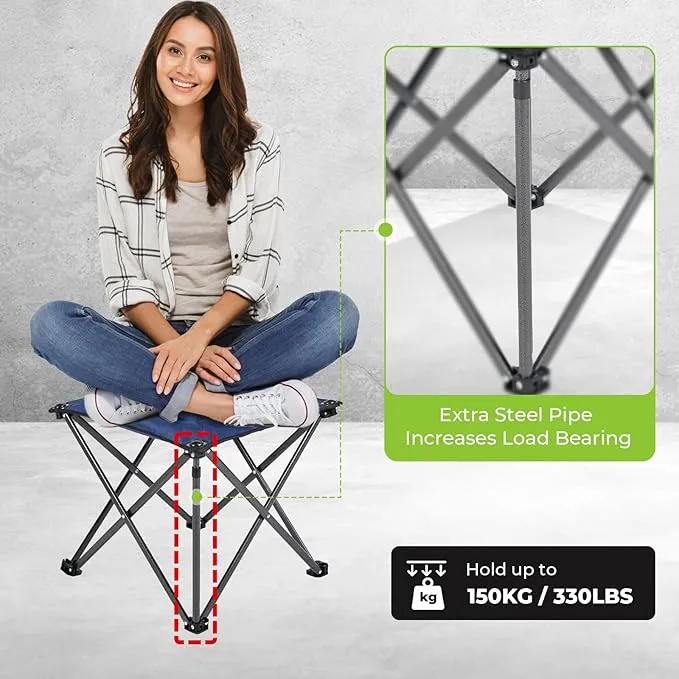 2 Pack Camping Stool Foot Rest, Folding Camping Stool Padded Camping Chair Foot Stool Oversized Foldable Footrest for Gardening Fishing Hiking Backpacking Travel with Carry Bag (Blue)