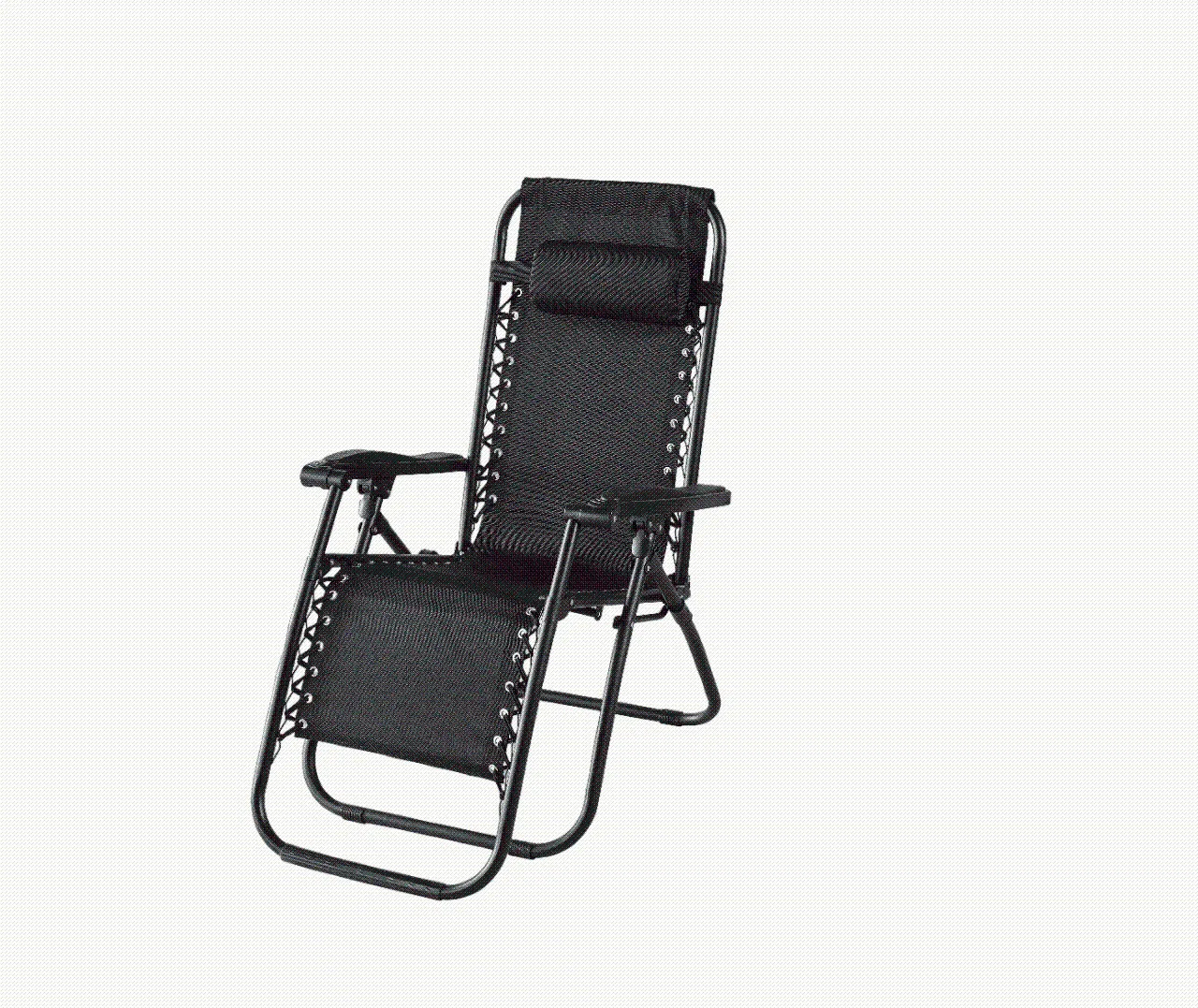 2-Pack Foldable Garden Sun Lounger Set with Headrest & Side Table，Outdoor Recliner for Camping & Hiking  KJF012