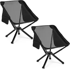 2 Pack Portable Chairs, Camping Chairs Supports 350 Lbs ，Lightweight Folding Chair - Backpacking Chair for Outdoor Camping, Beach, Fishing, Picnic, Lawn, Concert, Hiking, Black