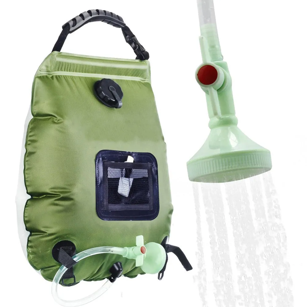 20L Solar Heated Camping Shower Bag - Portable, Foldable, with Switchable Shower Head for Outdoor Hiking & Climbing
