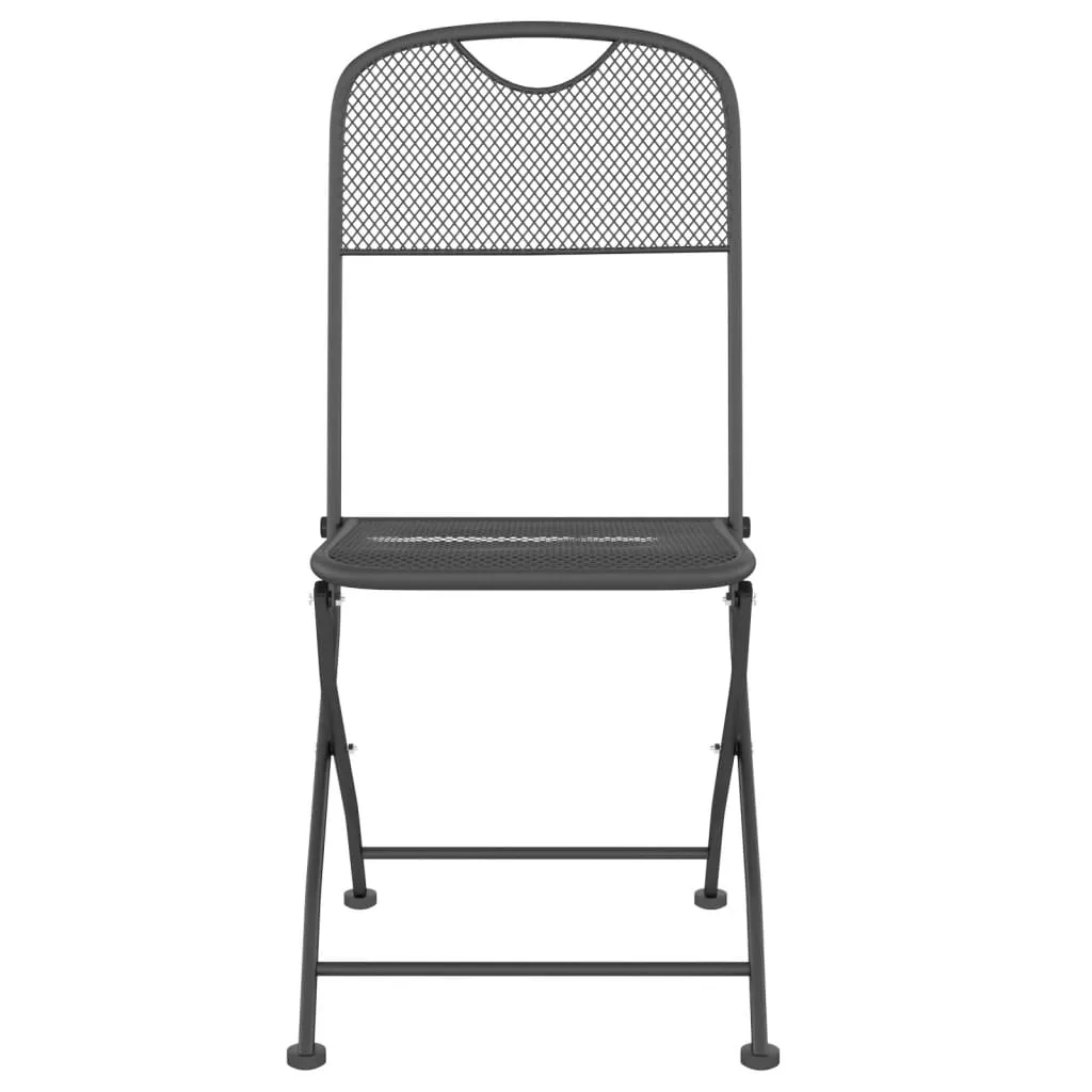 2/4x Folding Patio Chairs Expanded Metal Mesh Anthracite Garden Outdoor