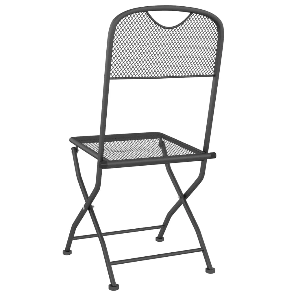 2/4x Folding Patio Chairs Expanded Metal Mesh Anthracite Garden Outdoor