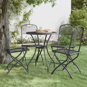 2/4x Folding Patio Chairs Expanded Metal Mesh Anthracite Garden Outdoor