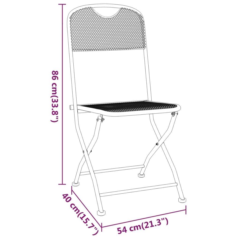 2/4x Folding Patio Chairs Expanded Metal Mesh Anthracite Garden Outdoor