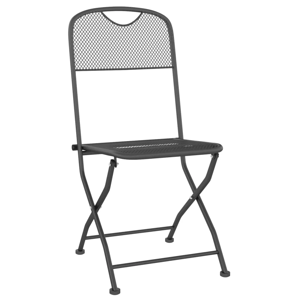 2/4x Folding Patio Chairs Expanded Metal Mesh Anthracite Garden Outdoor