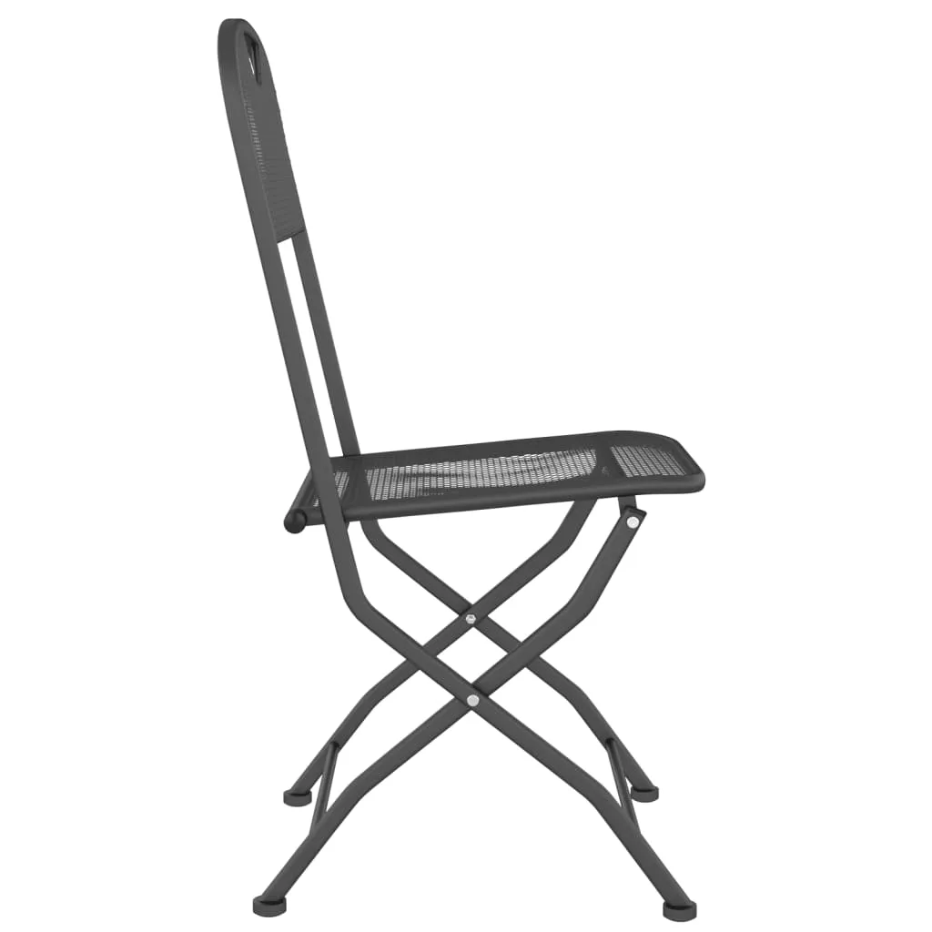 2/4x Folding Patio Chairs Expanded Metal Mesh Anthracite Garden Outdoor