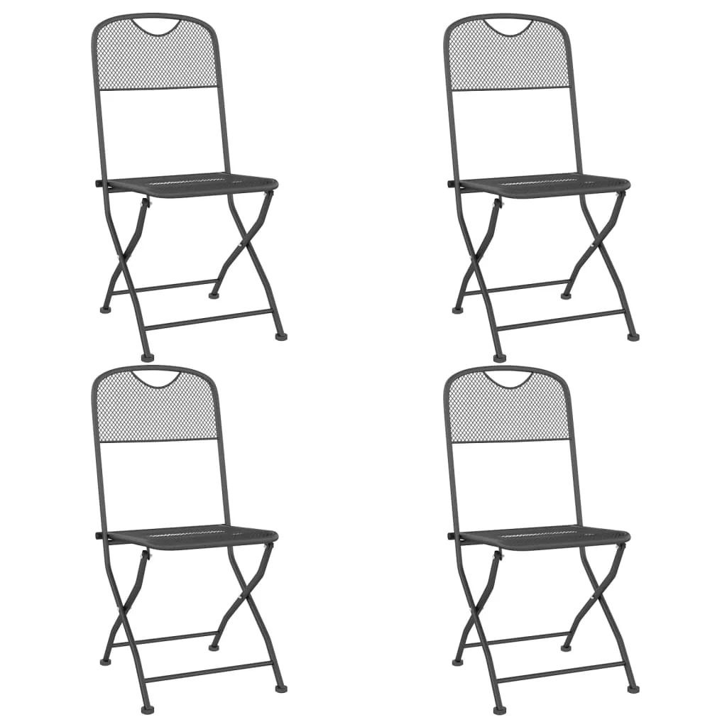 2/4x Folding Patio Chairs Expanded Metal Mesh Anthracite Garden Outdoor
