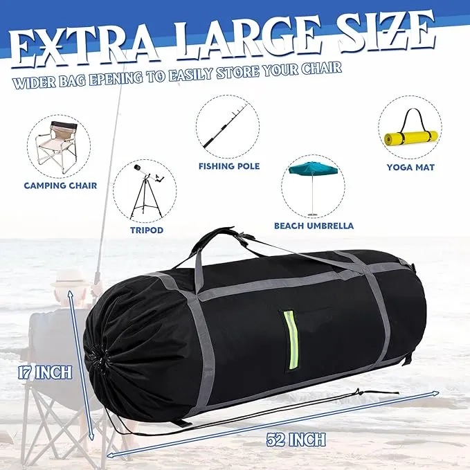52 Inch Large Camping Chair Replacement Bag Heavy Duty Oxford Storage Folding Chair Carry Bag with Adjustable Strap Handle Pocket for Travel Outdoor Camping Sports, No Chair Included