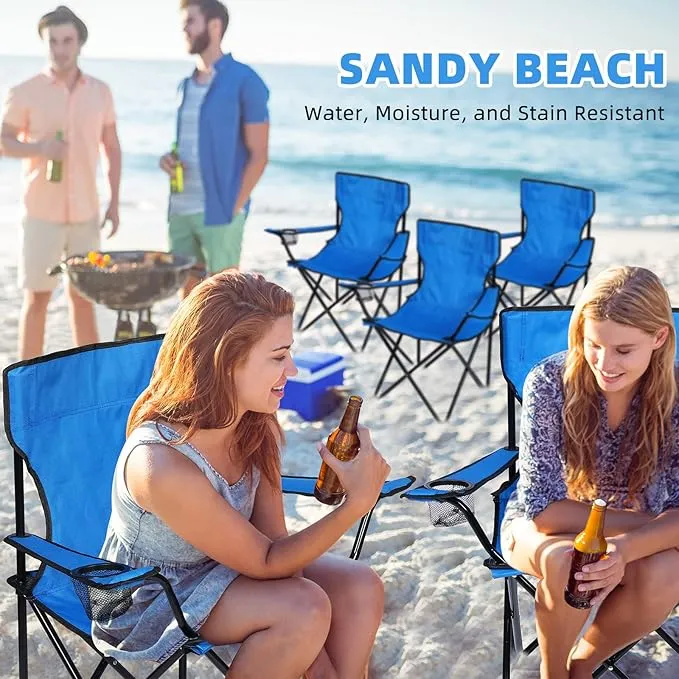 6 Pack Folding Beach Camping Chairs with Storage Bag Outdoor Folding Chairs for Adults, Lightweight Portable Lawn Chair for Camping, Beach, Sport, Pools and Hiking(Royal Blue)