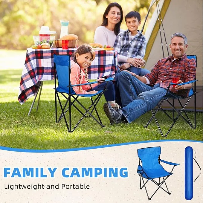 6 Pack Folding Beach Camping Chairs with Storage Bag Outdoor Folding Chairs for Adults, Lightweight Portable Lawn Chair for Camping, Beach, Sport, Pools and Hiking(Royal Blue)