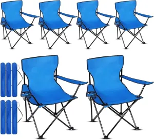 6 Pack Folding Beach Camping Chairs with Storage Bag Outdoor Folding Chairs for Adults, Lightweight Portable Lawn Chair for Camping, Beach, Sport, Pools and Hiking(Royal Blue)