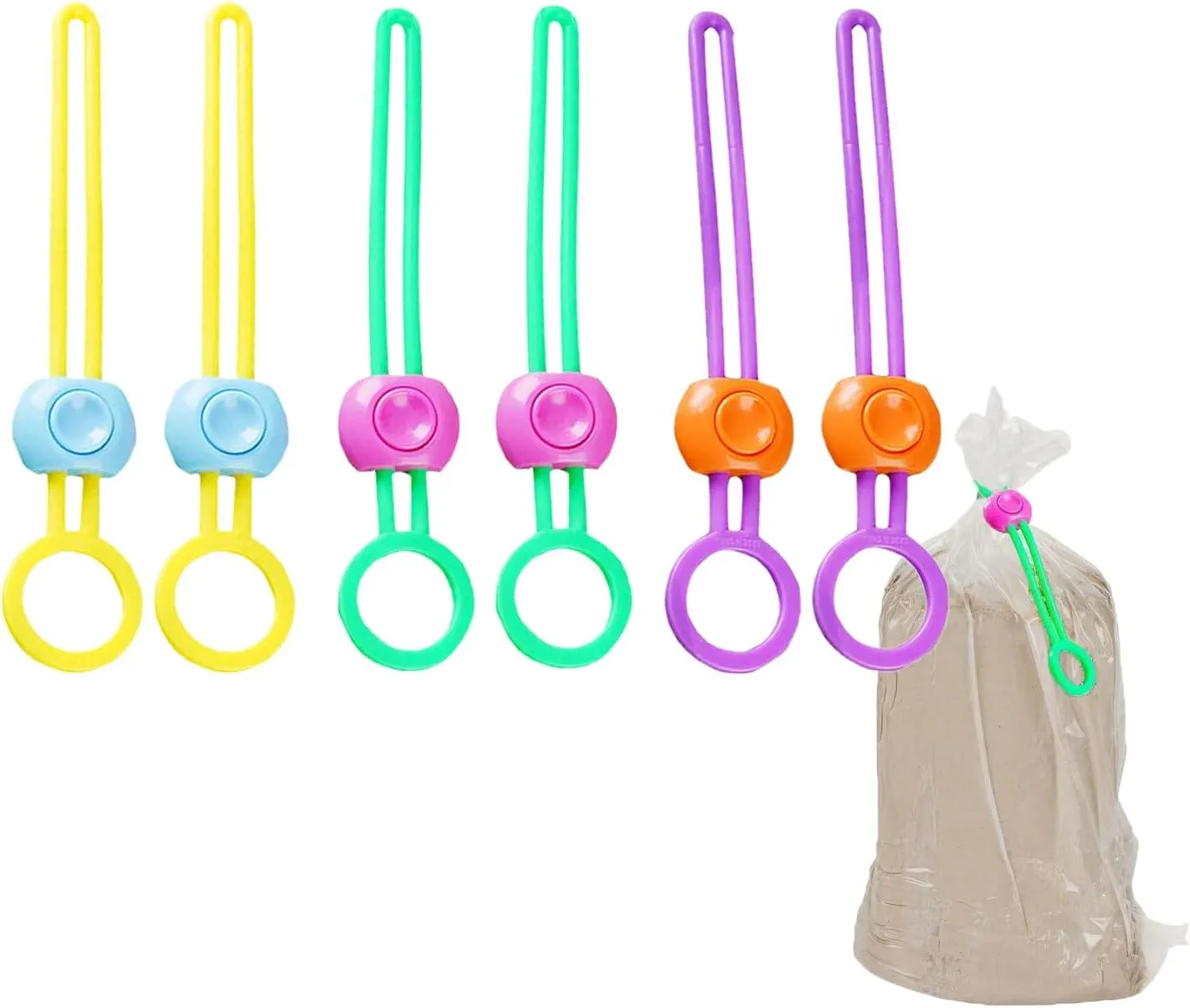 6 PCS Clay Bag Ties, Ceramic Tool Strap, Paint Brush Holder,Silicone Pottery Tool Ties Bag Closure  Artist Gift
