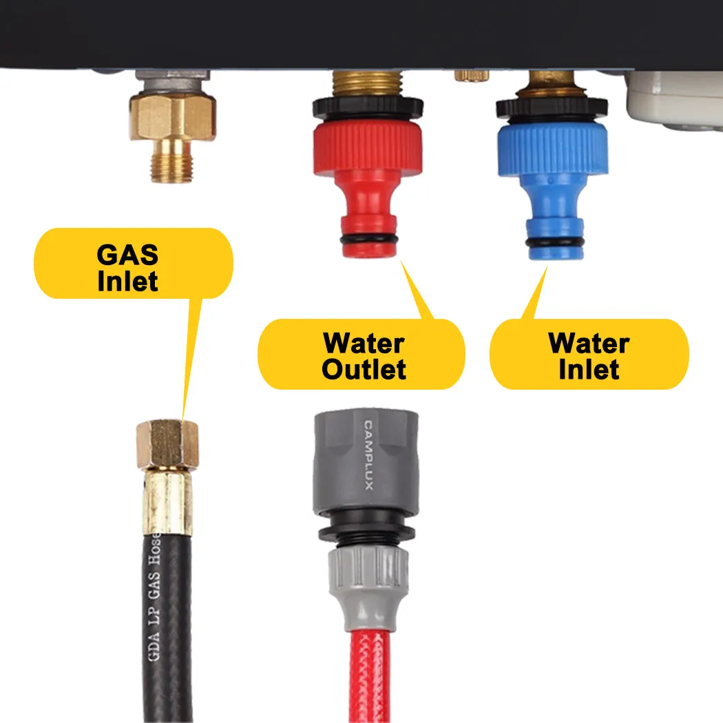 8 Liter Camplux Black Portable Water Heater with 6L Pump Pack