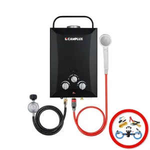 8 Liter Camplux Black Portable Water Heater with 6L Pump Pack