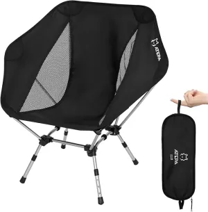 ATEPA Lightweight Compact Camping Chair for Adult Portable Backpacking Chair Ultralight Foldable Chairs for Outside, Hexagon Hiking Chair with Armrests 3 Height Adjustable, Supports 330Lbs