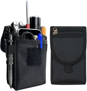 Belt Tool Pouch,Tactical Utility Pouch, Heavy-Duty Nylon EDC Multitool Organizer,Cell Phone Holder, Multi-Pockets Tool Holster Sheath Bag for Electricians Handymen Work Maintenance Dailylife Hiking