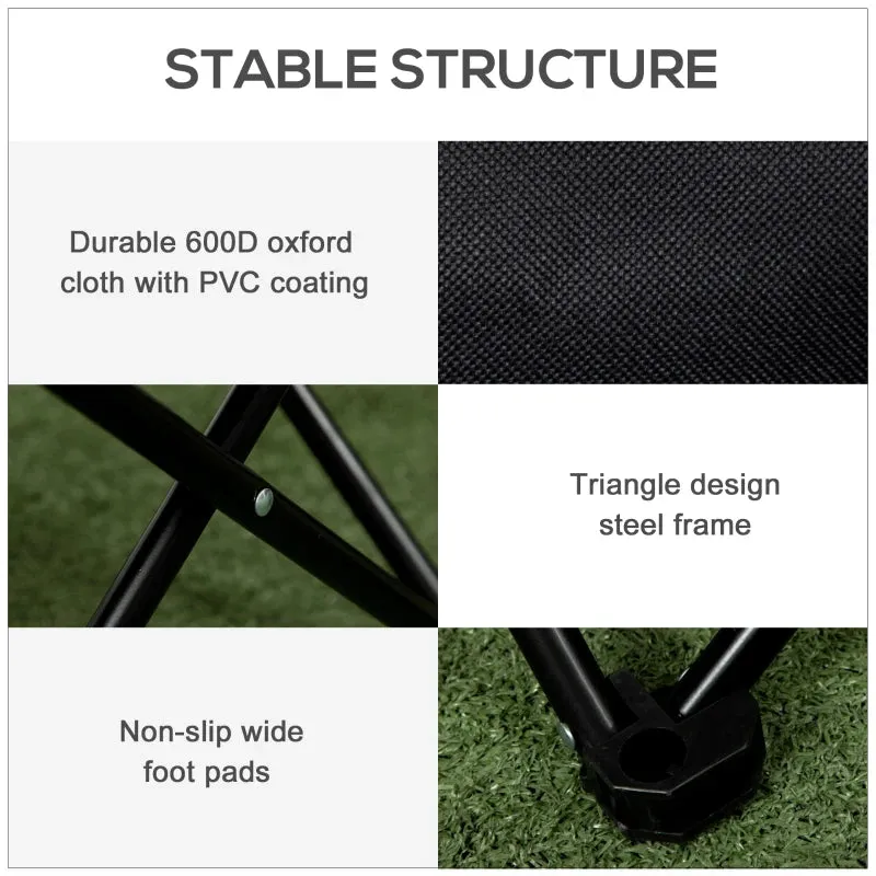 Black Lightweight Folding Camping Chair with Storage Pocket