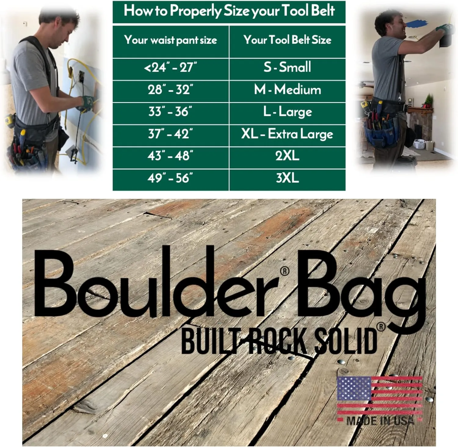 BOULDER BAG Ultimate Pro Framer MAX Triple Combo with Comfort Back Support Tool Belt, Quick Release Buckle, Heavy Duty, Black (Large 33-36 Inches), Made in USA