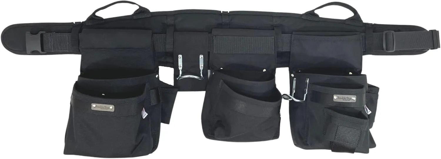 BOULDER BAG Ultimate Pro Framer MAX Triple Combo with Comfort Back Support Tool Belt, Quick Release Buckle, Heavy Duty, Black (Large 33-36 Inches), Made in USA