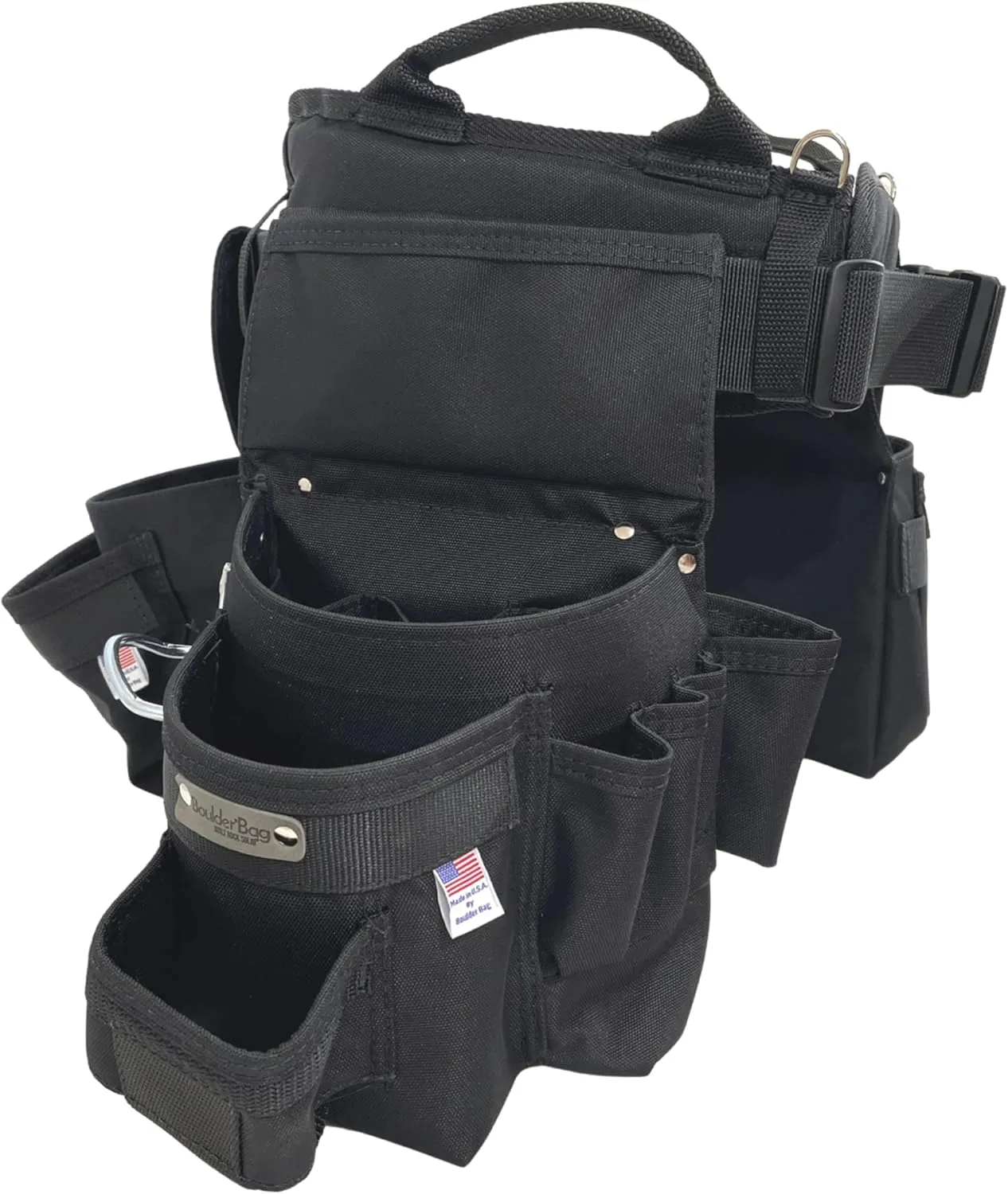 BOULDER BAG Ultimate Pro Framer MAX Triple Combo with Comfort Back Support Tool Belt, Quick Release Buckle, Heavy Duty, Black (Large 33-36 Inches), Made in USA