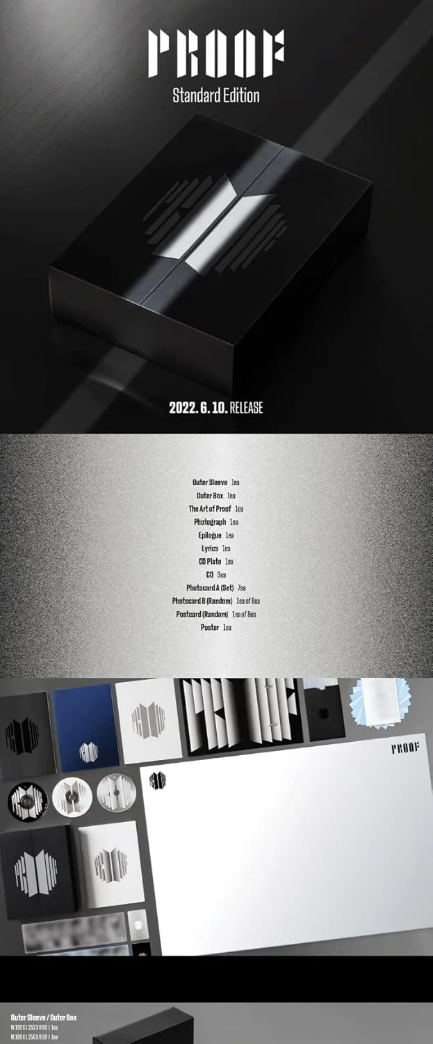 BTS Proof Anthology Album SET(Standard Compact) Edition CD 1p Folded Poster 1p Mini Poster On Pack The Art Of Proof Booklet Photograph Epilogue Lyrics PhotoCard SET Discography Guide Tracking Sealed