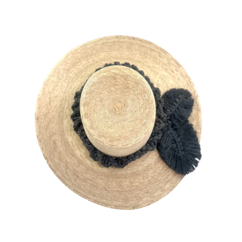 by Del Reo Luxury Vintage Macrame Palm Leaf Hat