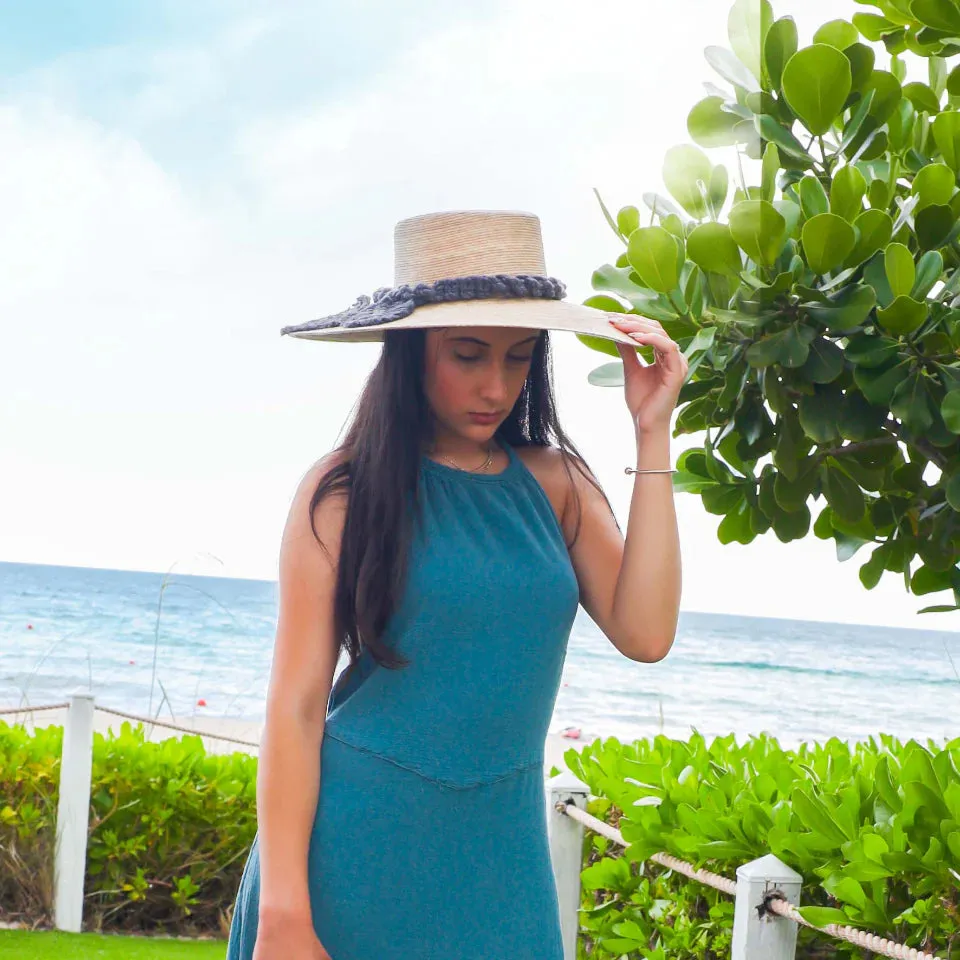 by Del Reo Luxury Vintage Macrame Palm Leaf Hat