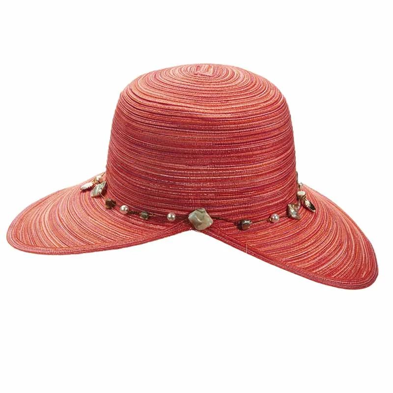 Cappelli Polybraid Facesaver Hat with Sea Shells and Pearl Band