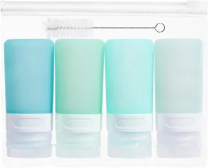 Condiment Squeeze Bottles for Sauces, 2-oz Mini Silicone Salad Dressing Container to Go with Snack Storage Bag, Leakproof Sauce Bottles for Lunch Box, 4 Pack, Mint