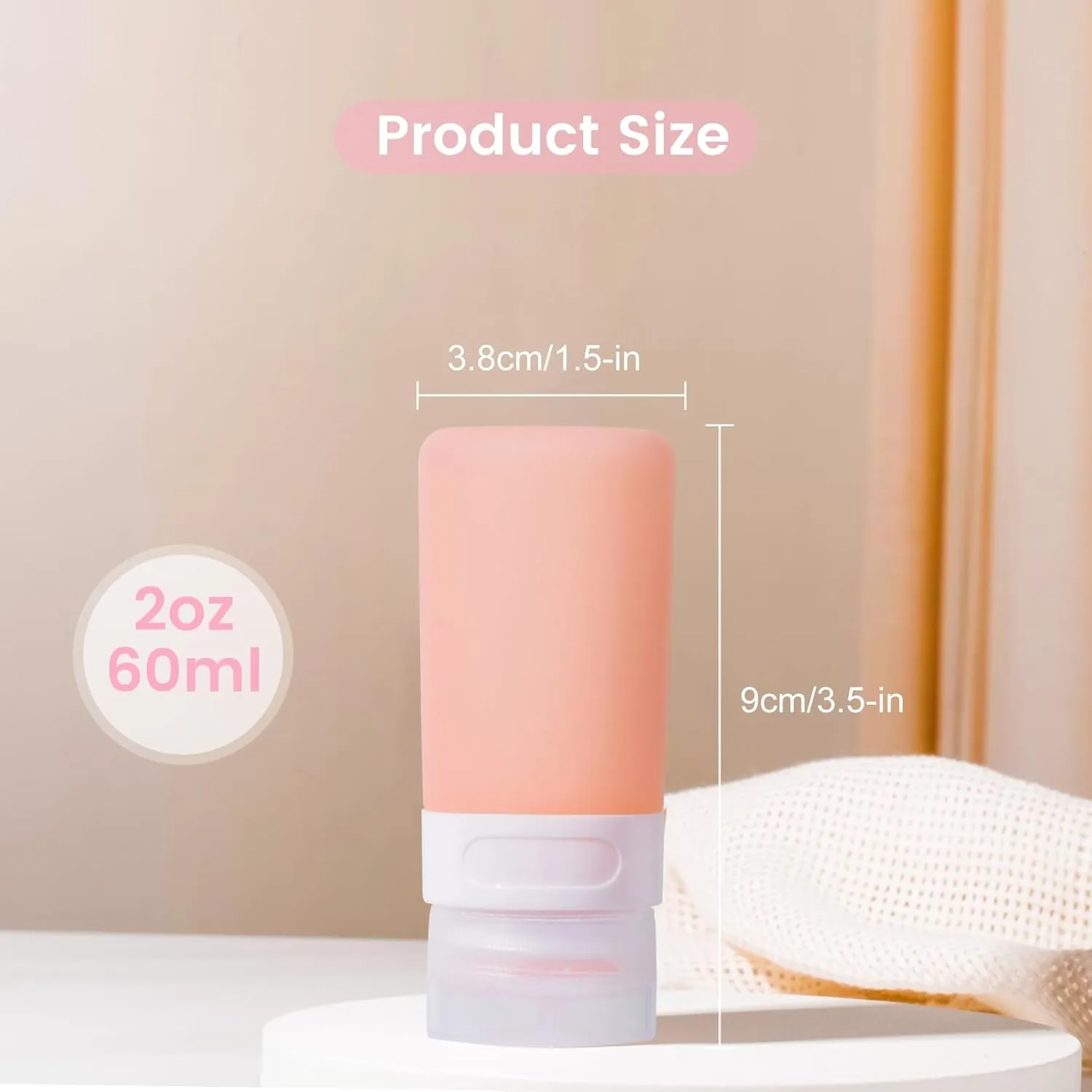 Condiment Squeeze Bottles for Sauces, 2-oz Mini Silicone Salad Dressing Container to Go with Snack Storage Bag, Leakproof Sauce Bottles for Lunch Box, 4 Pack, Pink