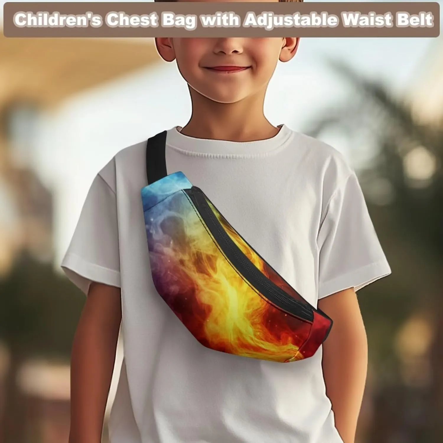 Cozeyat Fire Kids Fanny Pack Crossbody Bags for Boys Festival Bag Small Cute Fanny Packs Fashionable Concert Accessories