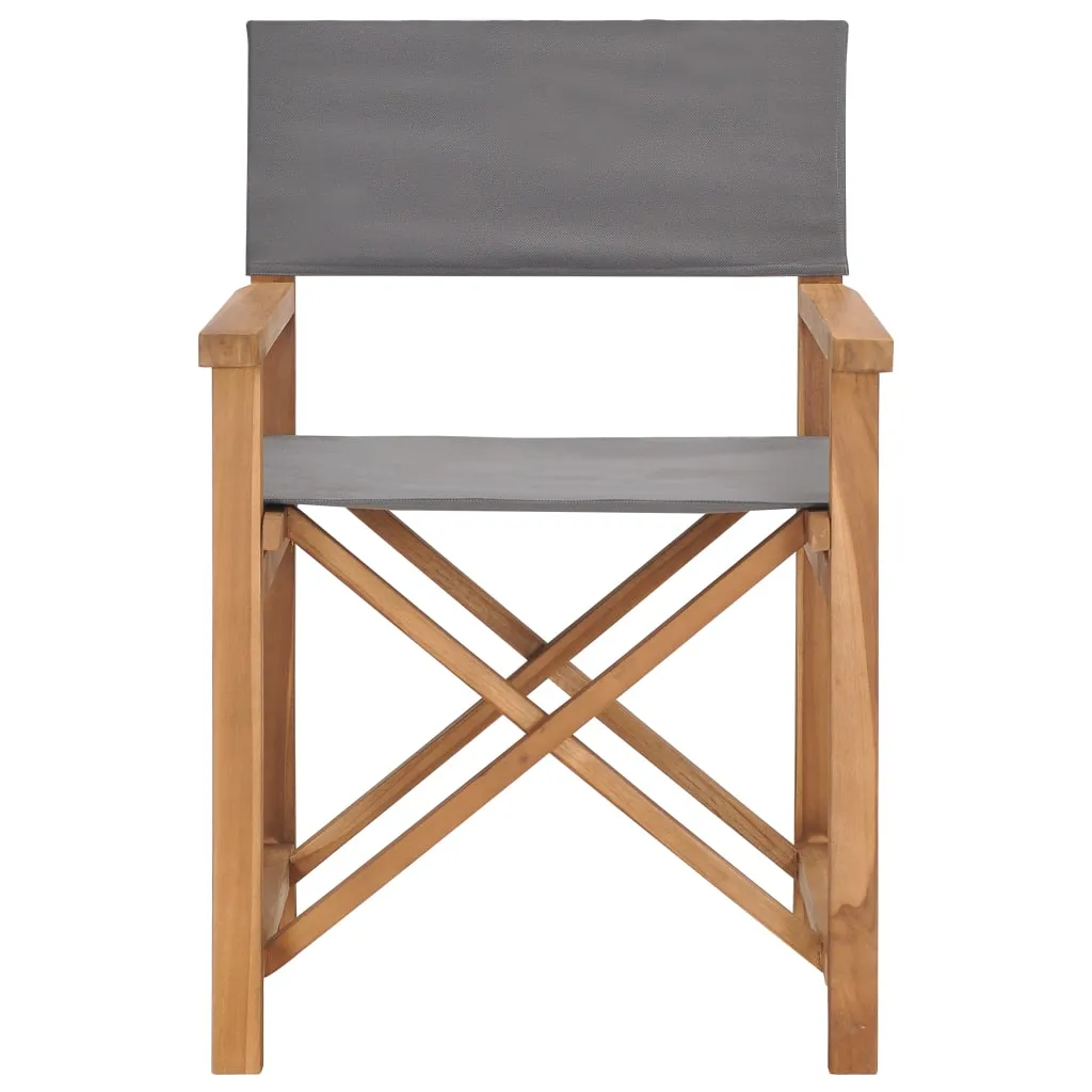 Director's Chairs 2 pcs Solid Teak Wood Gray