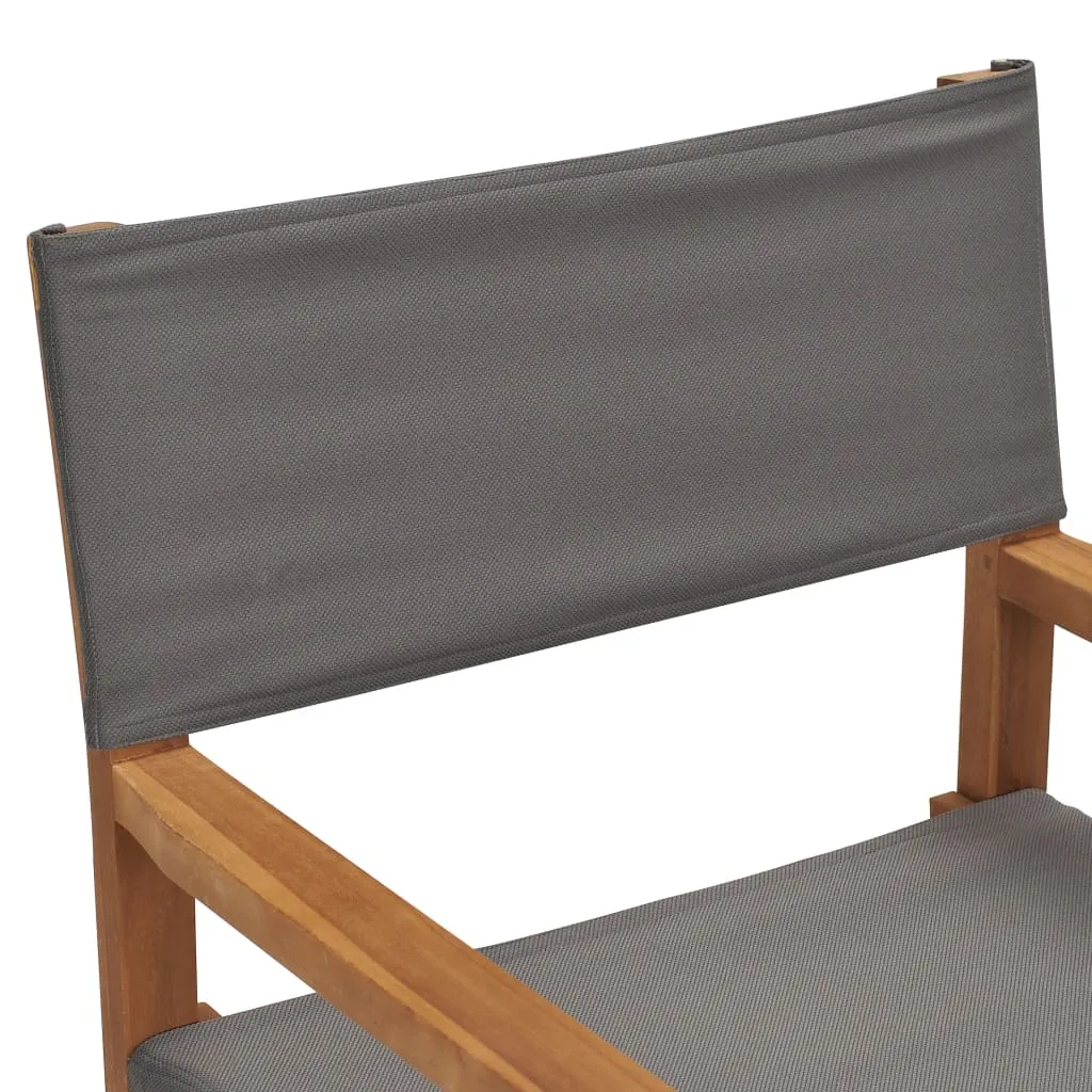 Director's Chairs 2 pcs Solid Teak Wood Gray