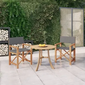 Director's Chairs 2 pcs Solid Teak Wood Gray