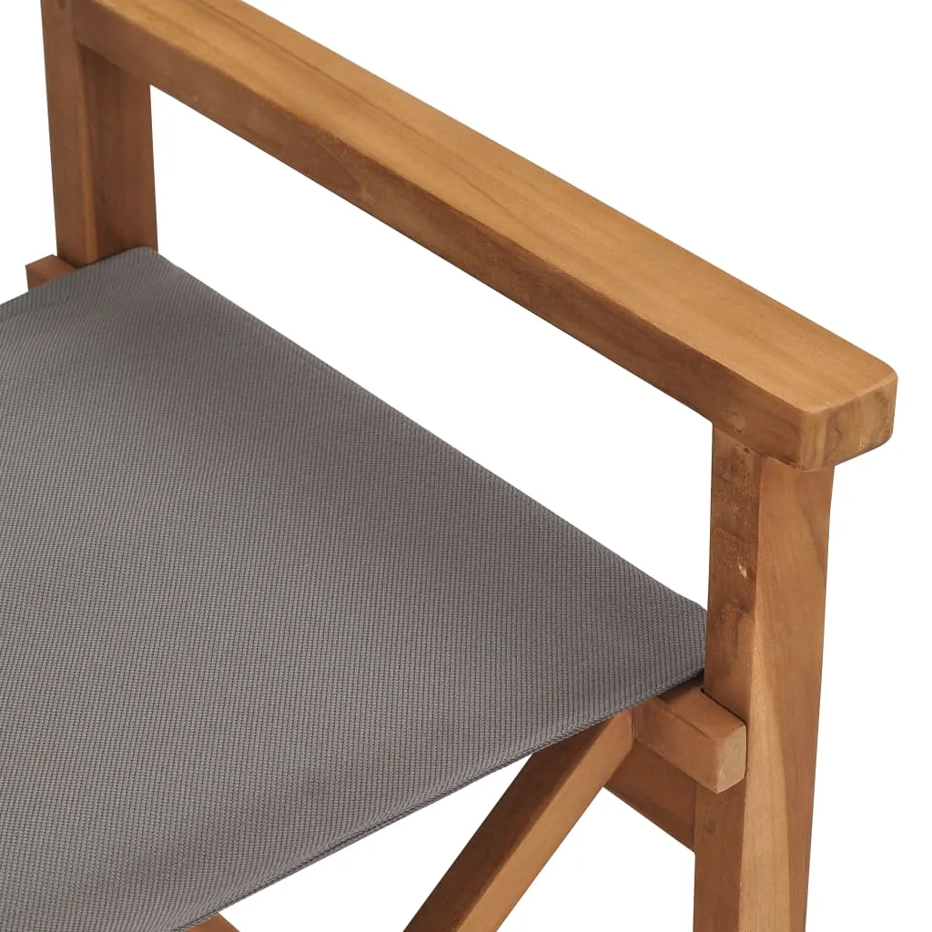 Director's Chairs 2 pcs Solid Teak Wood Gray