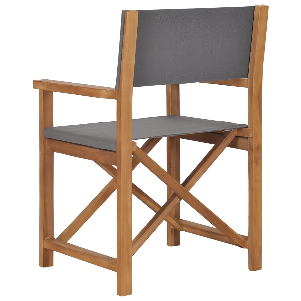 Director's Chairs 2 pcs Solid Teak Wood Gray