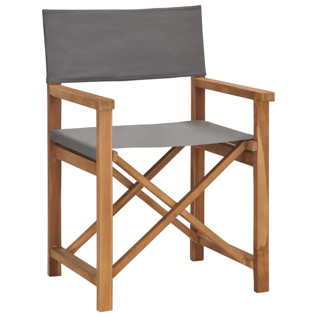 Director's Chairs 2 pcs Solid Teak Wood Gray