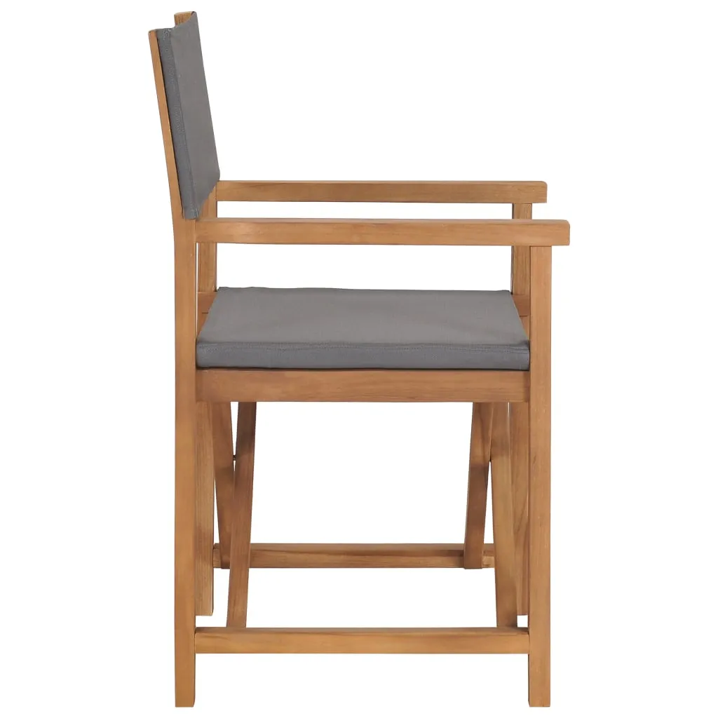 Director's Chairs 2 pcs Solid Teak Wood Gray