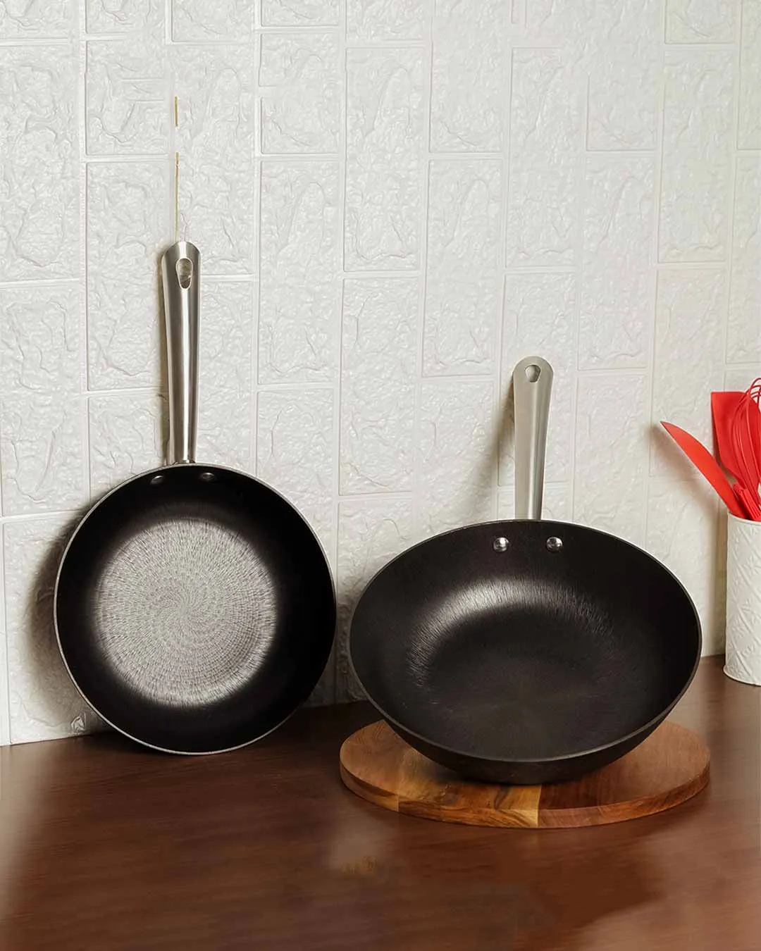 Fancy Non Stick Wok With Frypan | Safe For All Cooktops