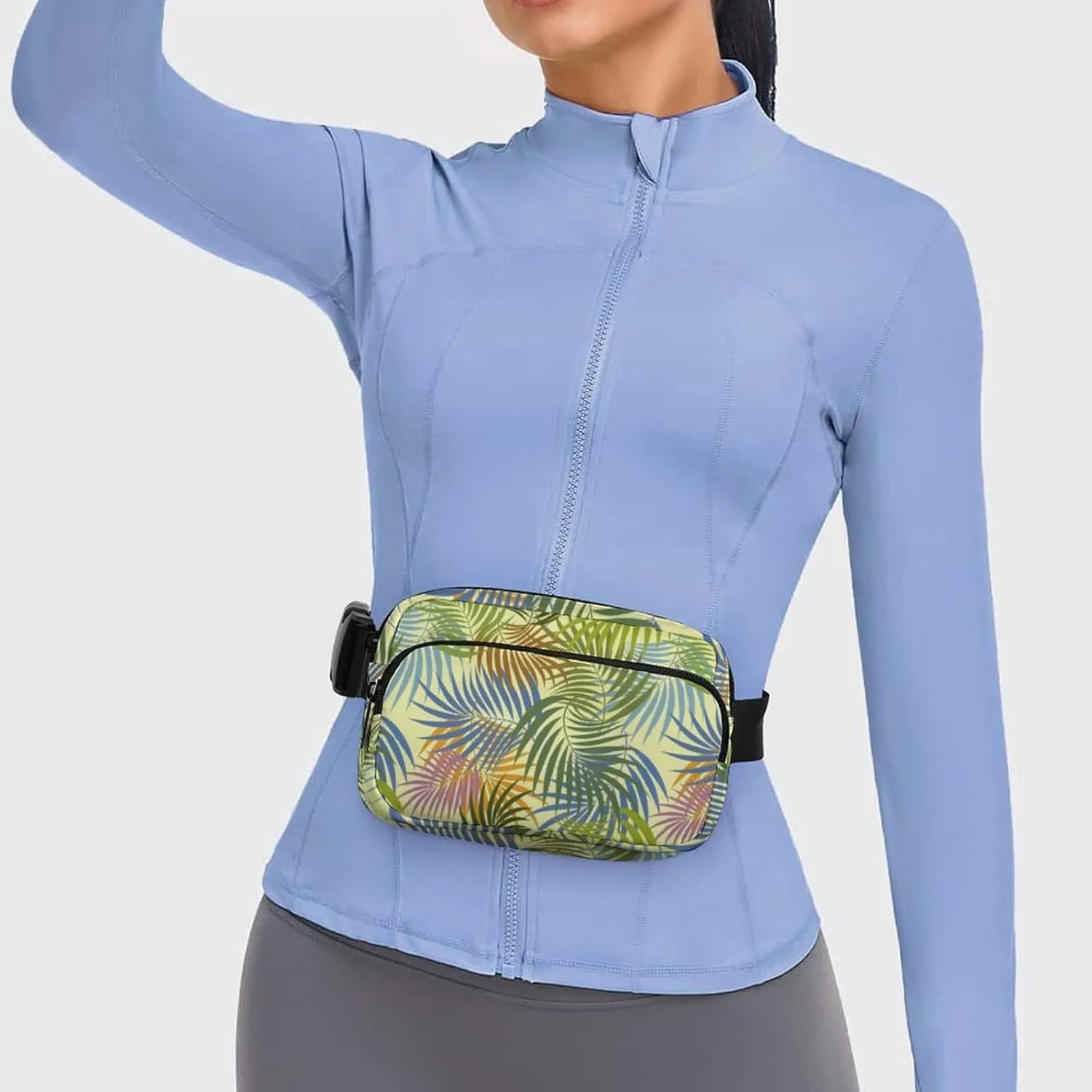 Fanny Pack for Women Men Colorful Palm Summer Belt Bag Tropical Waist Pack Bum Bag for Running Cycling Hiking Travel Workout with Adjustable Strap