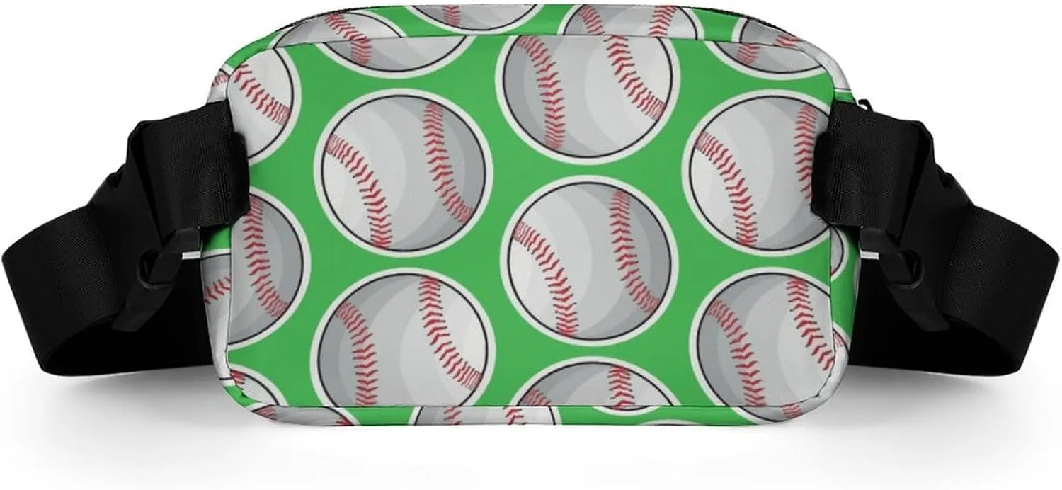 Fanny Pack for Women Men Green Baseball Softball Belt Bag Waist Pack Bum Bag for Running Cycling Hiking Travel Workout with Adjustable Strap