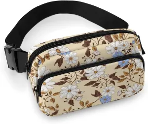 Fanny Pack for Women Men Summer Flowers Belt Bag Waist Pack Bum Bag for Running Cycling Hiking Travel Workout with Adjustable Strap