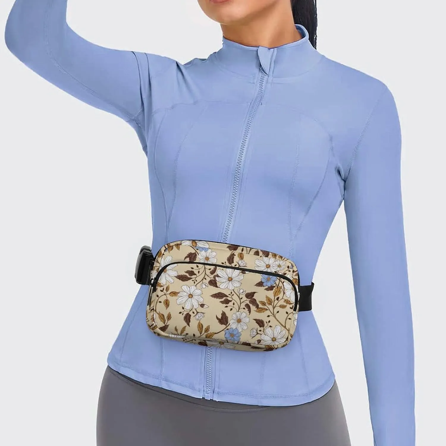 Fanny Pack for Women Men Summer Flowers Belt Bag Waist Pack Bum Bag for Running Cycling Hiking Travel Workout with Adjustable Strap