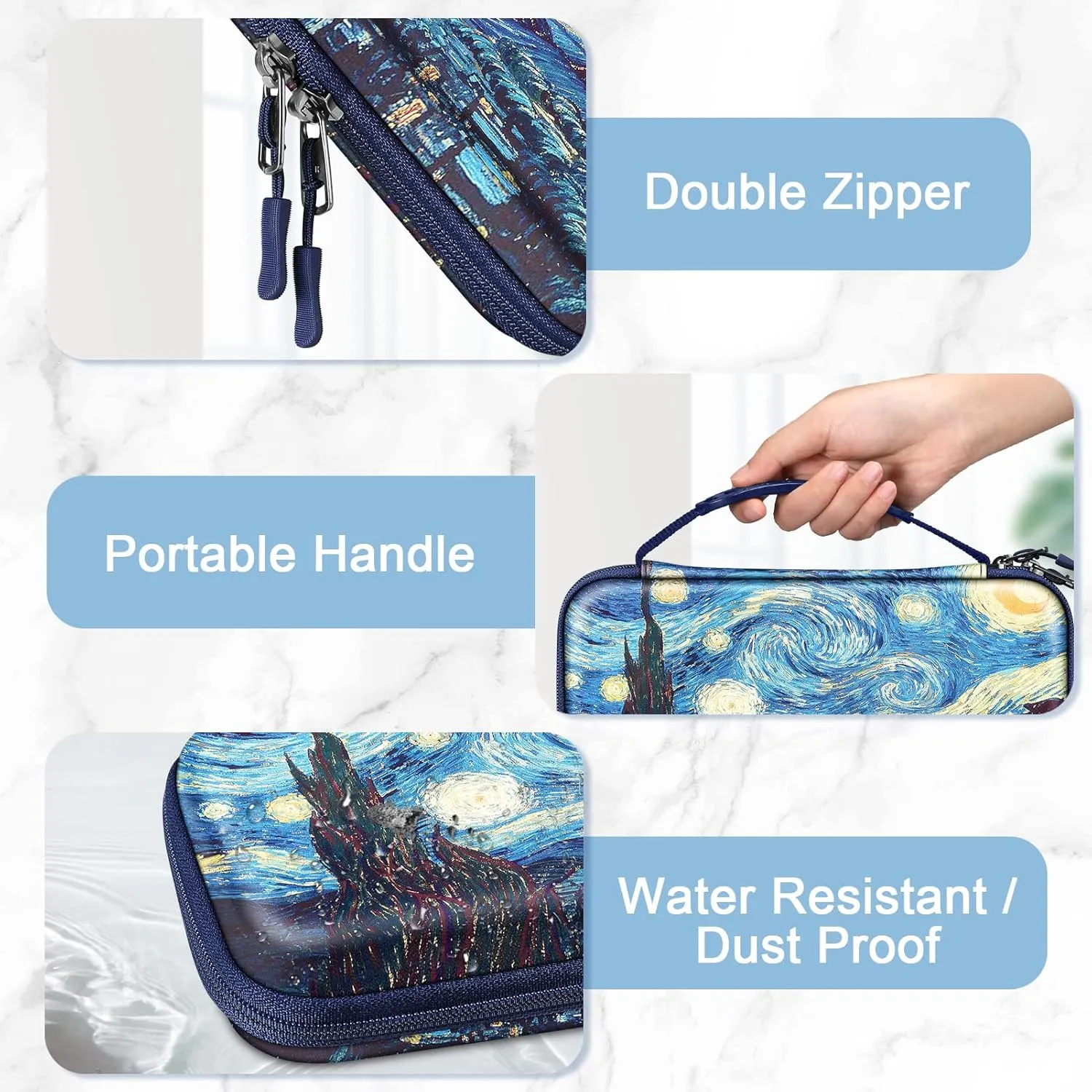 Fintie Carrying Case for Nintendo Switch OLED Model 7.0"/Switch 6.2", Portable Traveler Protective Cover Storage Bag with 10 Game Card Slots & Inner Pocket, Starry Night