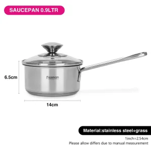 Fissman Bambino Stainless Steel Saucepan With Lid Silver 14?6.5cm