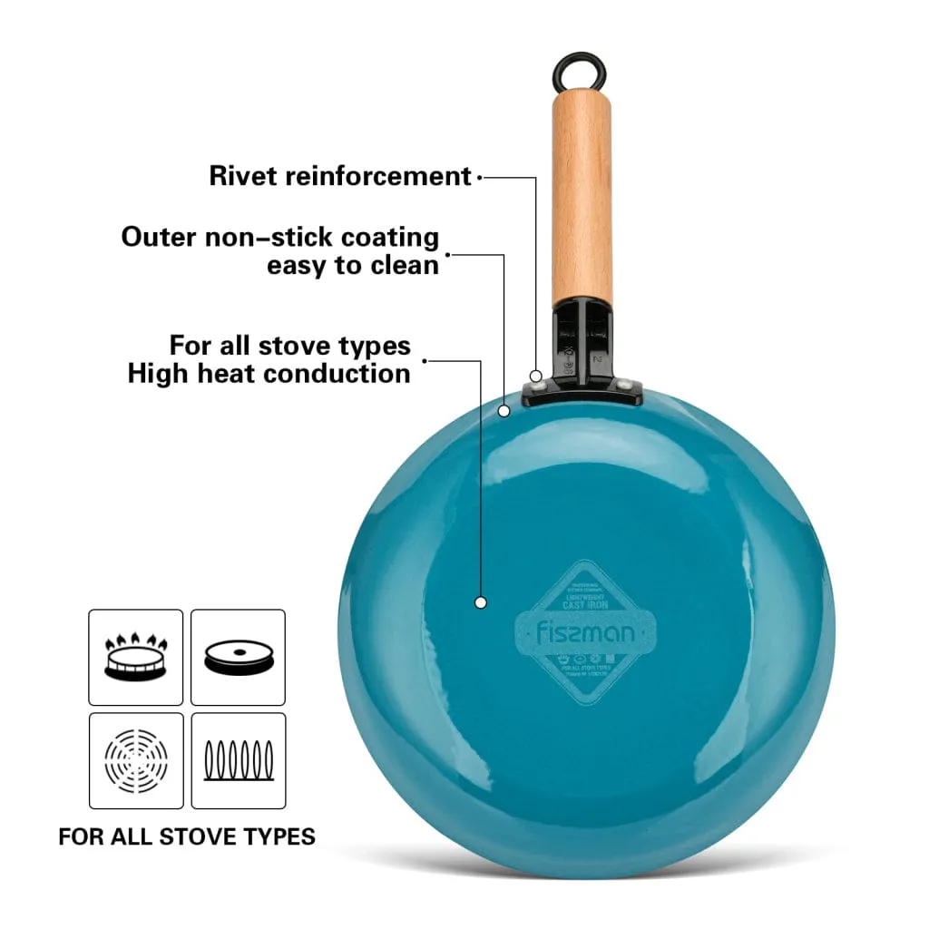 Fissman Frying Pan Seagreen Series 28x5.5cmWith Enamelled Lightweight Cast Iron