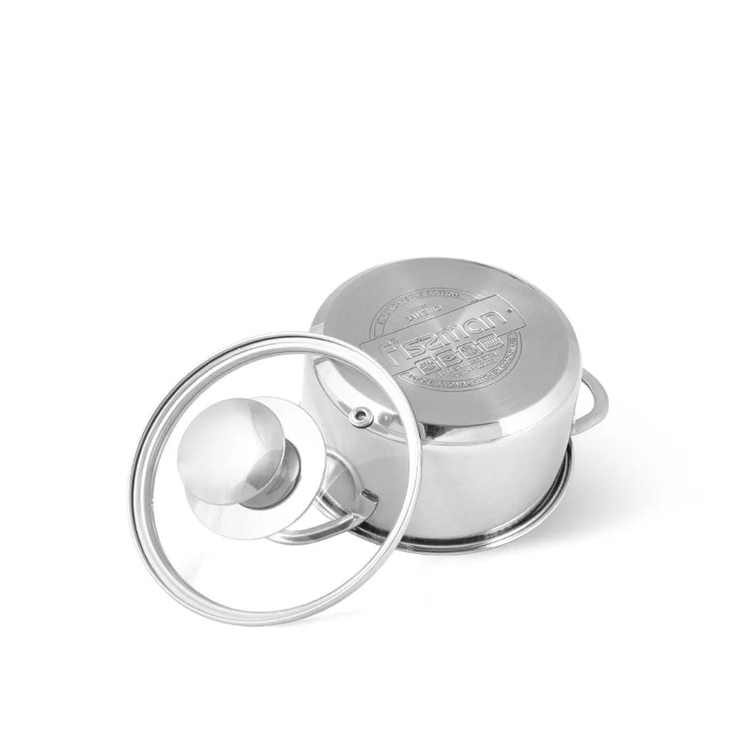 Fissman Saucepan With Lid Bambino Series Stainless Steel Silver 14?7.5cm/1.1Liters
