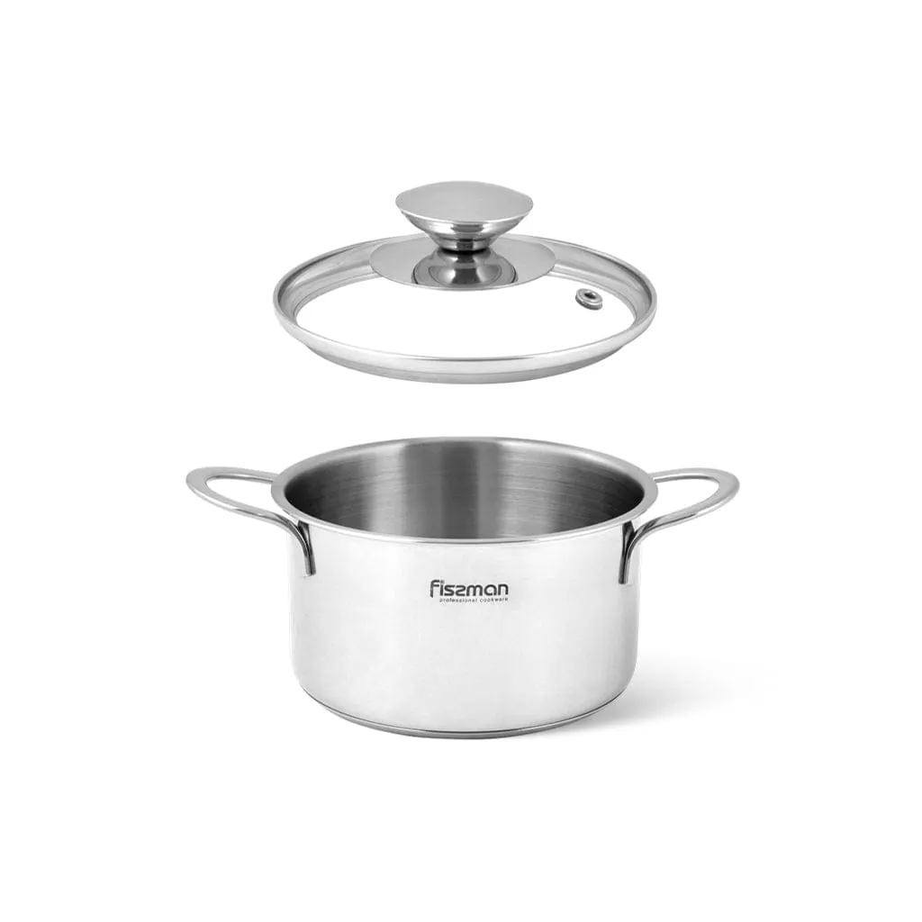 Fissman Saucepan With Lid Bambino Series Stainless Steel Silver 14?7.5cm/1.1Liters